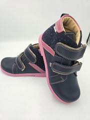 Ani-But girls prophylactic boots with Thomas heel /Navy, berry, heart design with Pink Sole 232