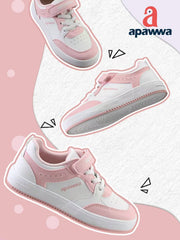 Apawwa Girl's Sneakers White/Pink (ABC1313P)