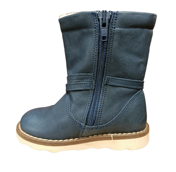 Emel leather girls boots color navy warm lining Healthy Steps