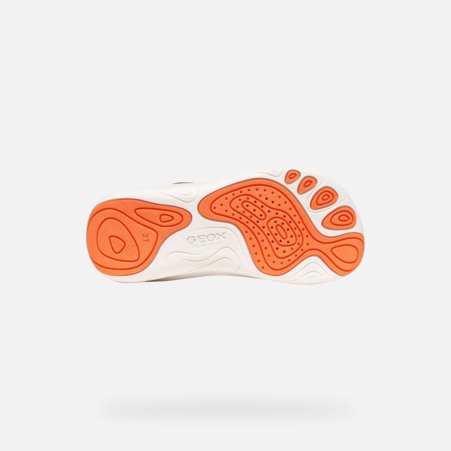 GEOX Foot-Run Boys , Barefoot sneaker, breathable sole, Navy/Orange (J66PDD 0FU54 C0659)