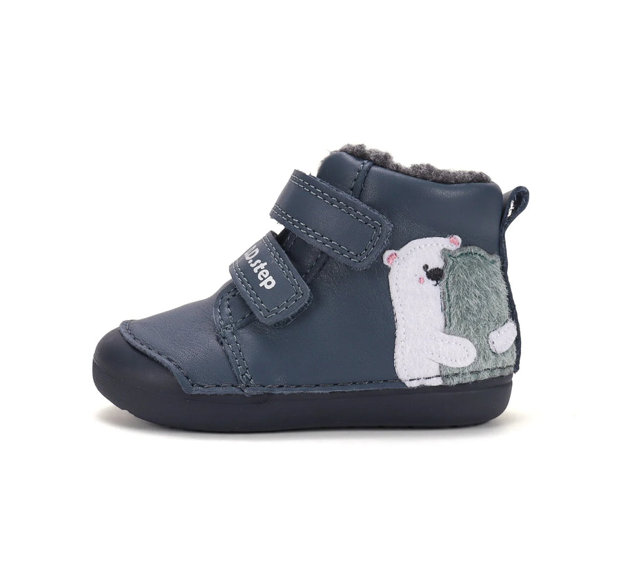 D.D. Step Boys First Steps Water Repellent Fur Boots – Royal Blue