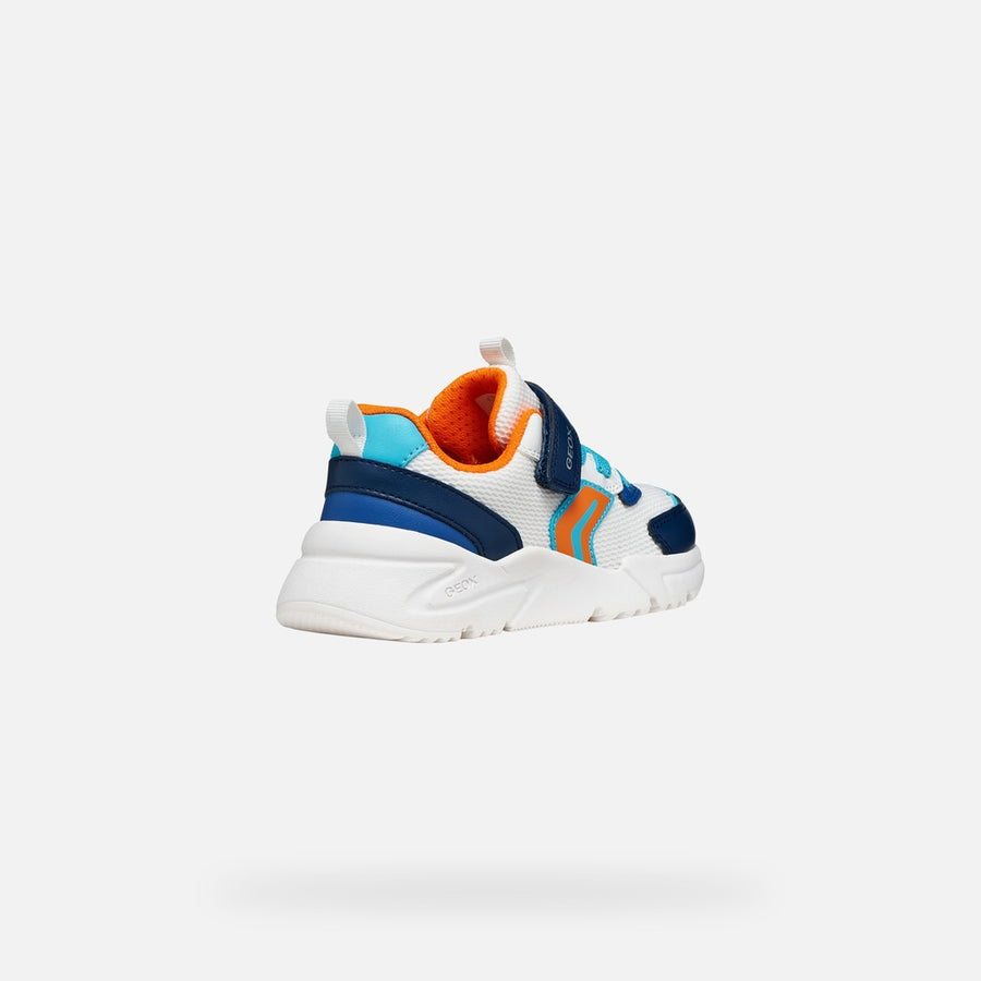 GEOX J LOFTUS A, Boys sneakers, breathable sole, White/Orange (J55MQB  01454  C1343)