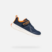 GEOX Foot-Run Boys , Barefoot sneaker, breathable sole, Navy/Orange (J66PDD 0FU54 C0659)