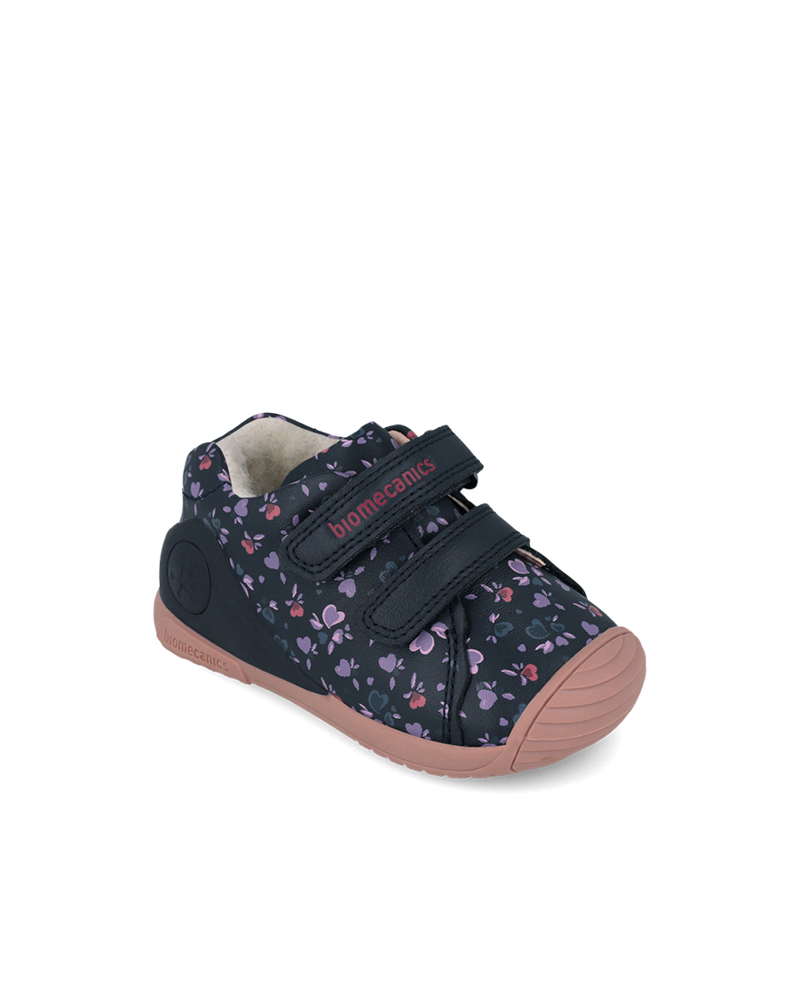 Biomecanics first steps for baby girl with woollen lining / black / 261102-A183FB