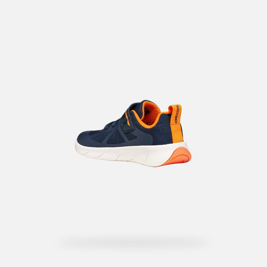GEOX Foot-Run Boys , Barefoot sneaker, breathable sole, Navy/Orange (J66PDD 0FU54 C0659)