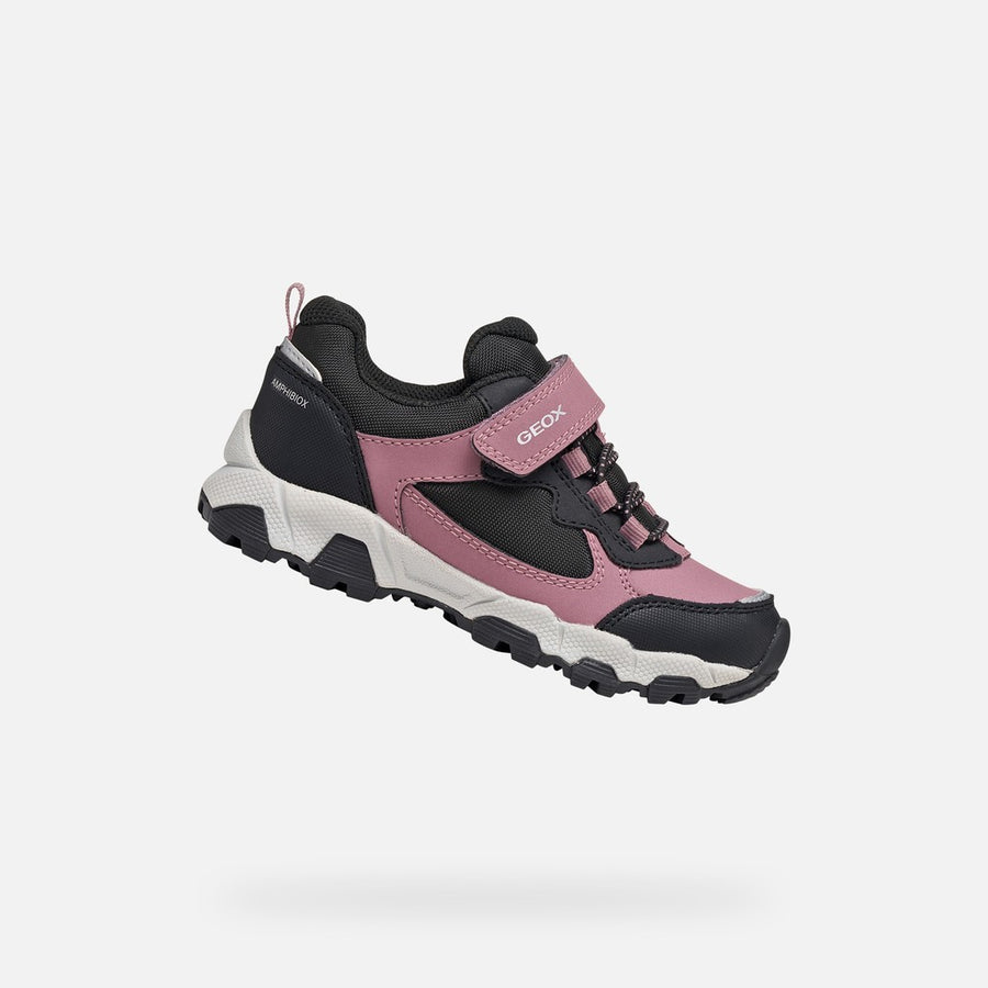 Geox Girl's Waterproof Sneakers/ Magnetar Girl/ Dark rose- black (J464LA 050FU C9321)