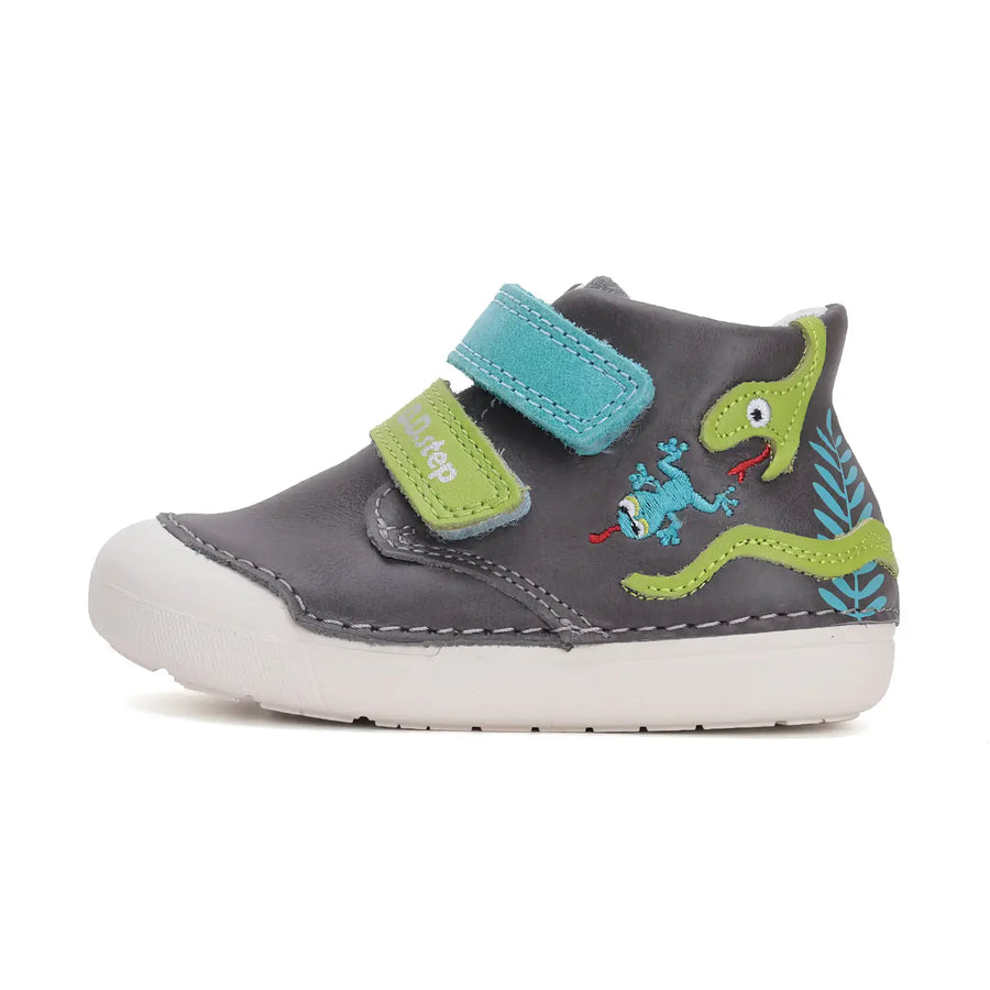 D.D. Step Boys First Steps First Step Leather Shoes – Dark Grey