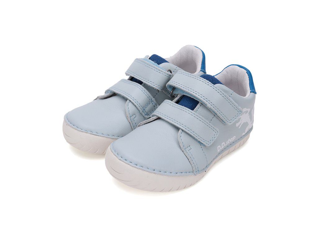 D.D.Steps Barefoot Boy's Leather Low Shoes Sky Blue/Sun Reactive(S050-51525A)