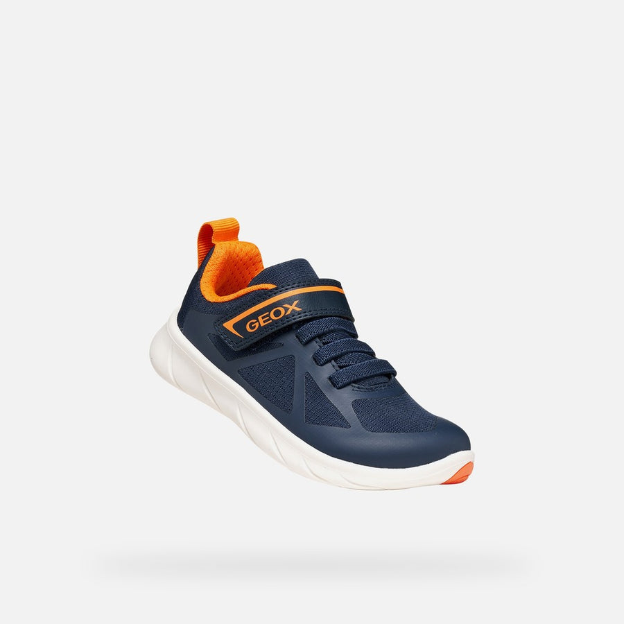 GEOX Foot-Run Boys , Barefoot sneaker, breathable sole, Navy/Orange (J66PDD 0FU54 C0659)