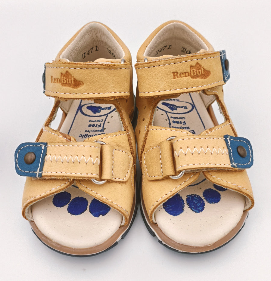 RenBut Boys leather sandals in Honey/Blue_3801.jpg