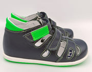 RenBut Boys leather sandals in Navy/Bright Green_3822.jpg
