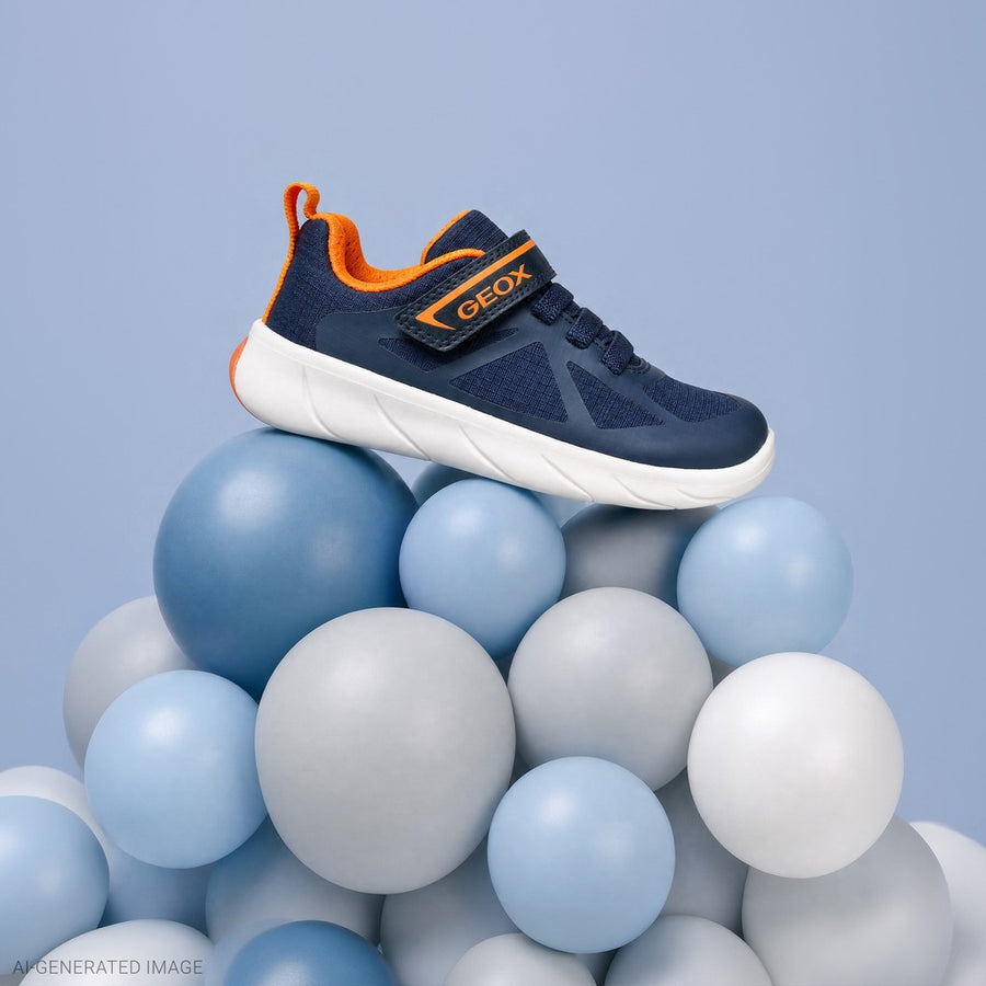 GEOX Foot-Run Boys , Barefoot sneaker, breathable sole, Navy/Orange (J66PDD 0FU54 C0659)