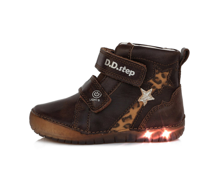 D.D.step girls water-repellence boots/LED/ ChocolateA050-288B_2009.jpg