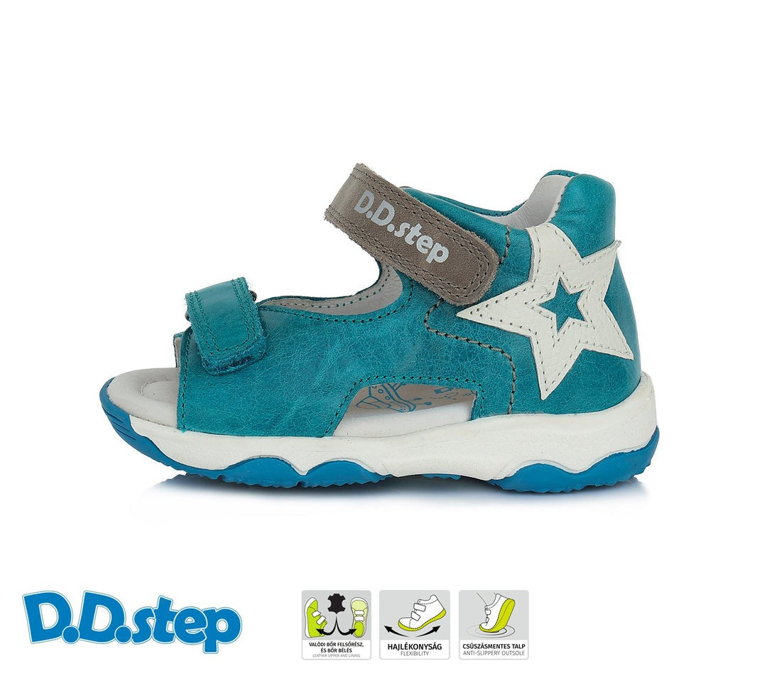 D.D.step Boys leather sandals in Turquoise colour._214.jpg