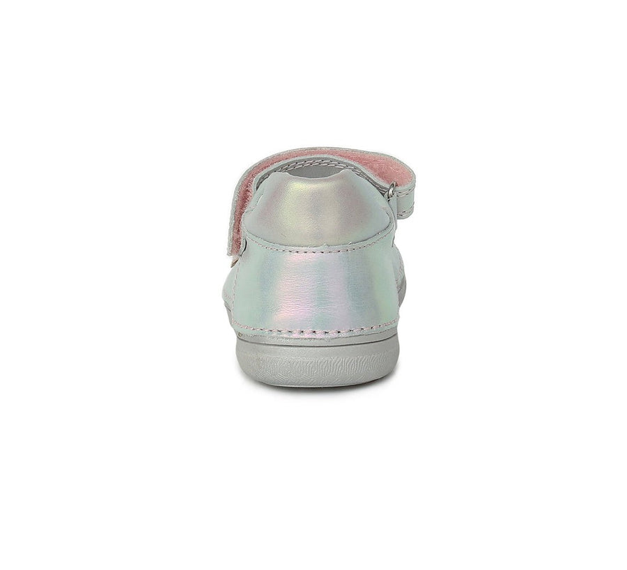 D.D.step girls leather Ballerinas in Silver, flower detail H078-177BM_108.jpg