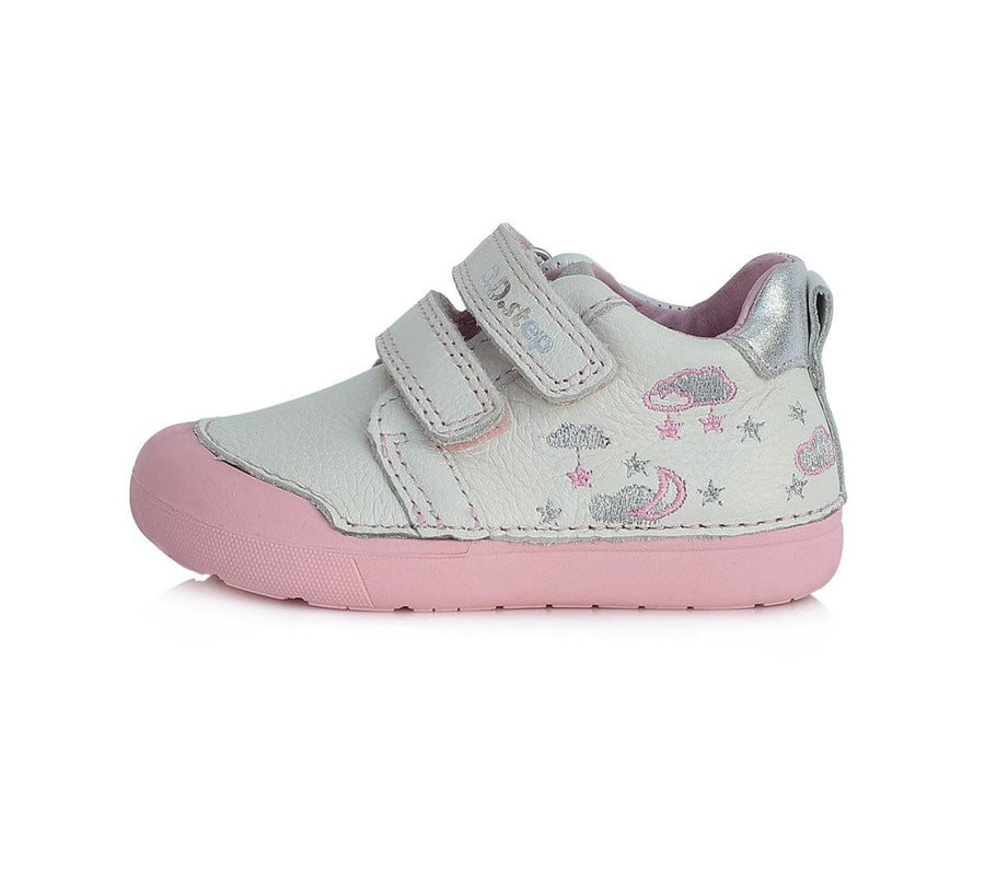 D.D.step leather girls shoes white,  clouds detail S066-383_340.jpg
