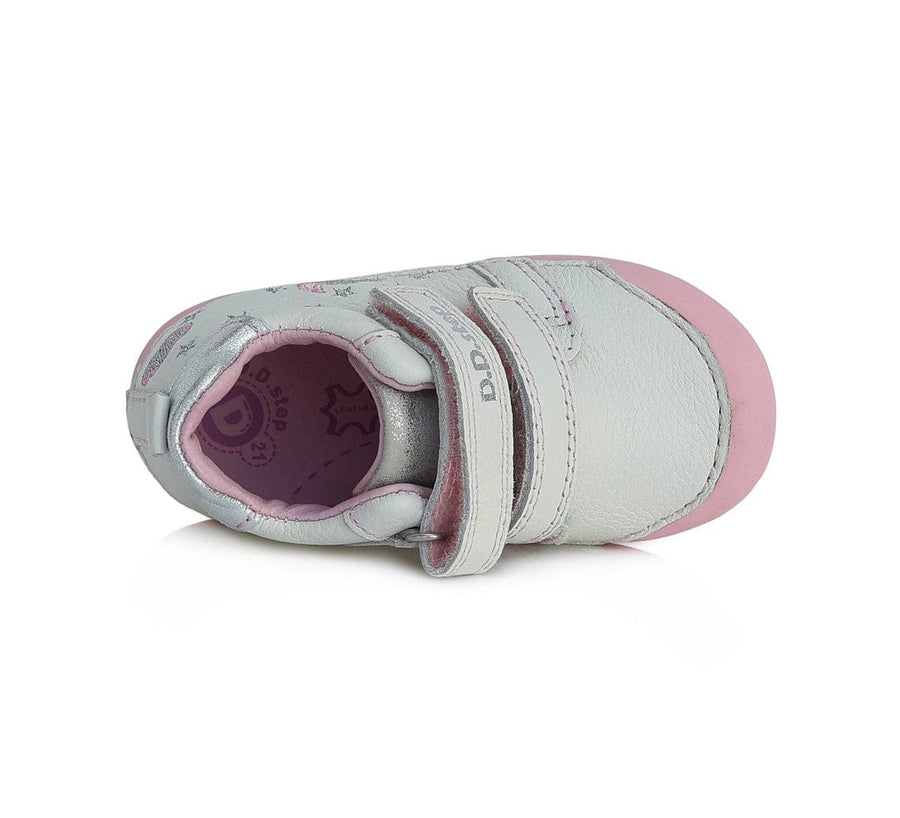 D.D.step leather girls shoes white,  clouds detail S066-383_342.jpg