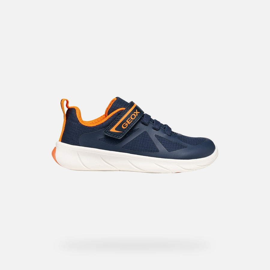 GEOX Foot-Run Boys , Barefoot sneaker, breathable sole, Navy/Orange (J66PDD 0FU54 C0659)
