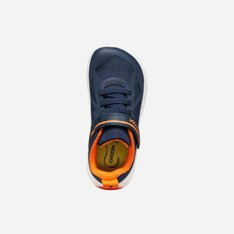 GEOX Foot-Run Boys , Barefoot sneaker, breathable sole, Navy/Orange (J66PDD 0FU54 C0659)