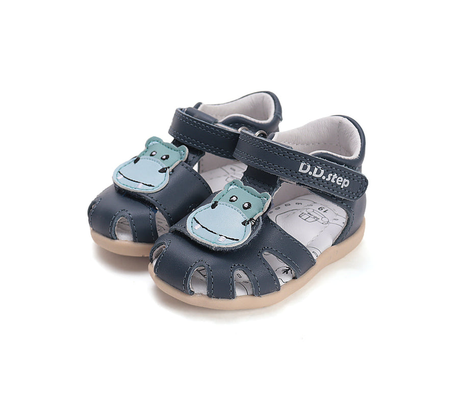 D.D.step boys barefoot leather sandals/Dark Grey/Hippo  (G075-61516A)