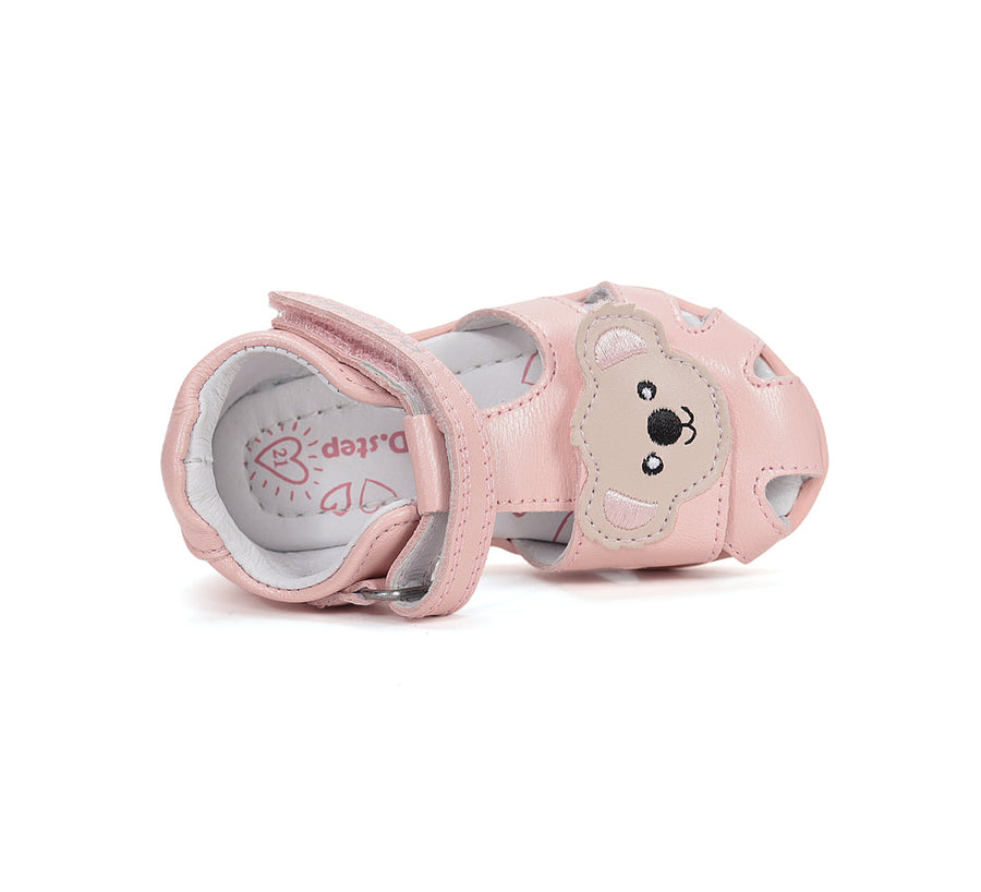 D.D.step girls barefoot leather sandals/Baby Pink Teddy Bear (G075-61516D)