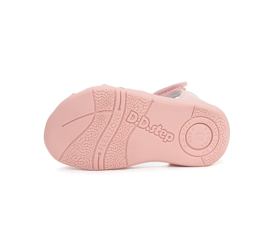 D.D.step girls barefoot leather sandals/Baby Pink Teddy Bear (G075-61516D)