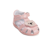 D.D.step girls barefoot leather sandals/Baby Pink Teddy Bear (G075-61516D)