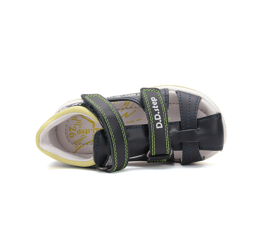 D.D.step boys barefoot leather sandals/Black/Green/Dog (G103-51668B)