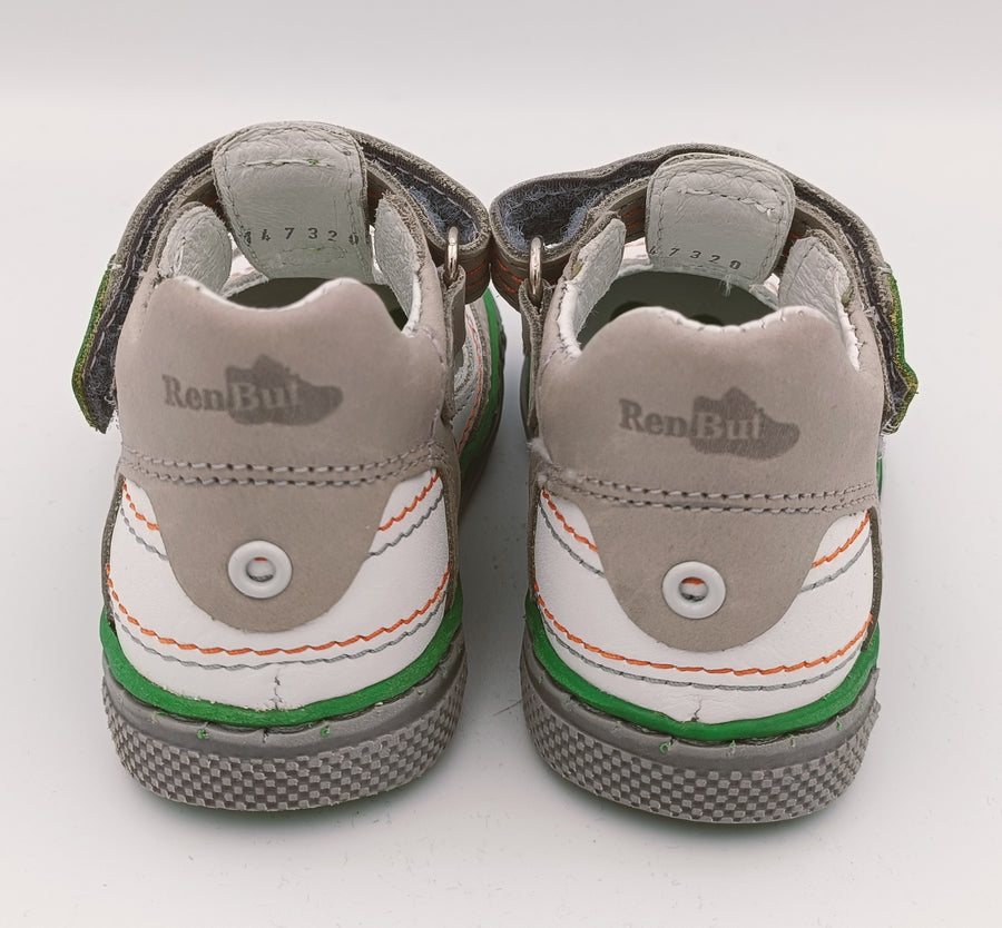 RenBut Boys leather sandals in White/Green_3844.jpg