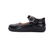 D.D.step girls leather/ school ballerinas/ Black H072-42587