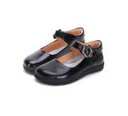 D.D.step girls leather/ school ballerinas/ Black H072-42587