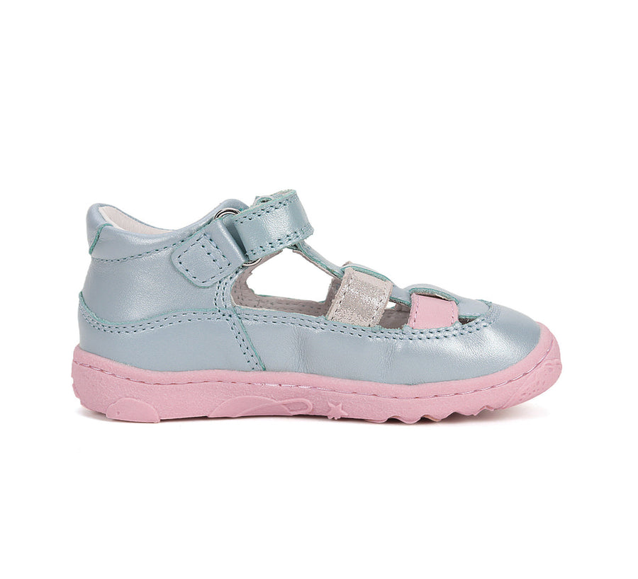 D.D.step girls barefoot leather sandals/Sky Blue H077-51332B