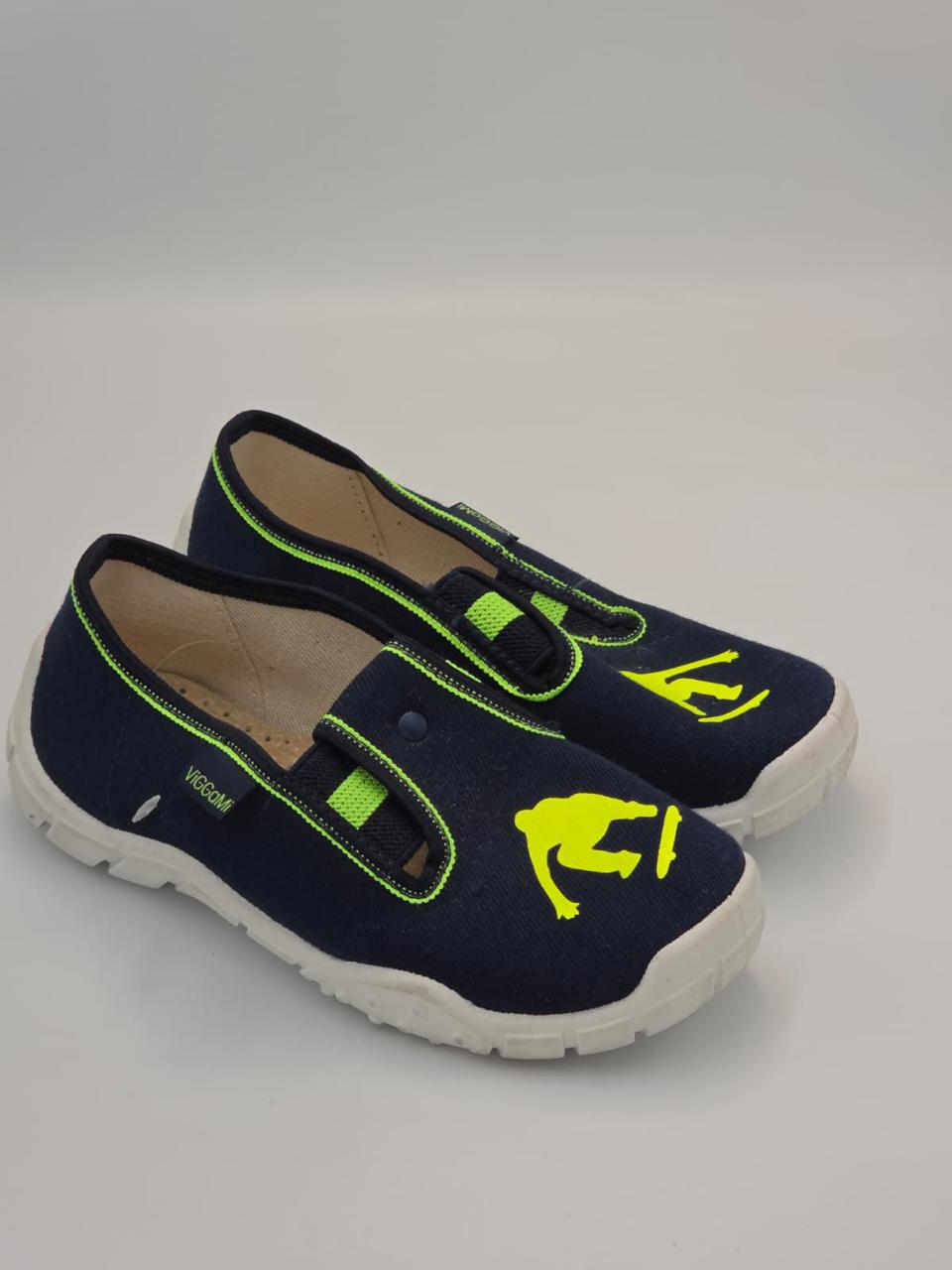 3F Boys Slippers – Navy & Lime, Skater