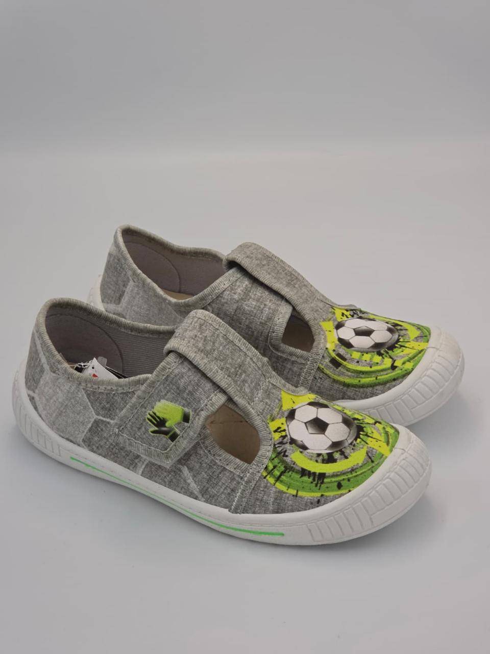 3F Boys Slippers – Grey & Lime, Football