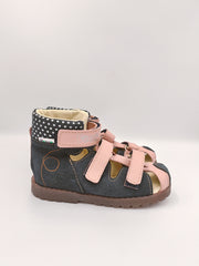 Mrugala PORTO girls orthopedic sandals, colour navy, pink straps
