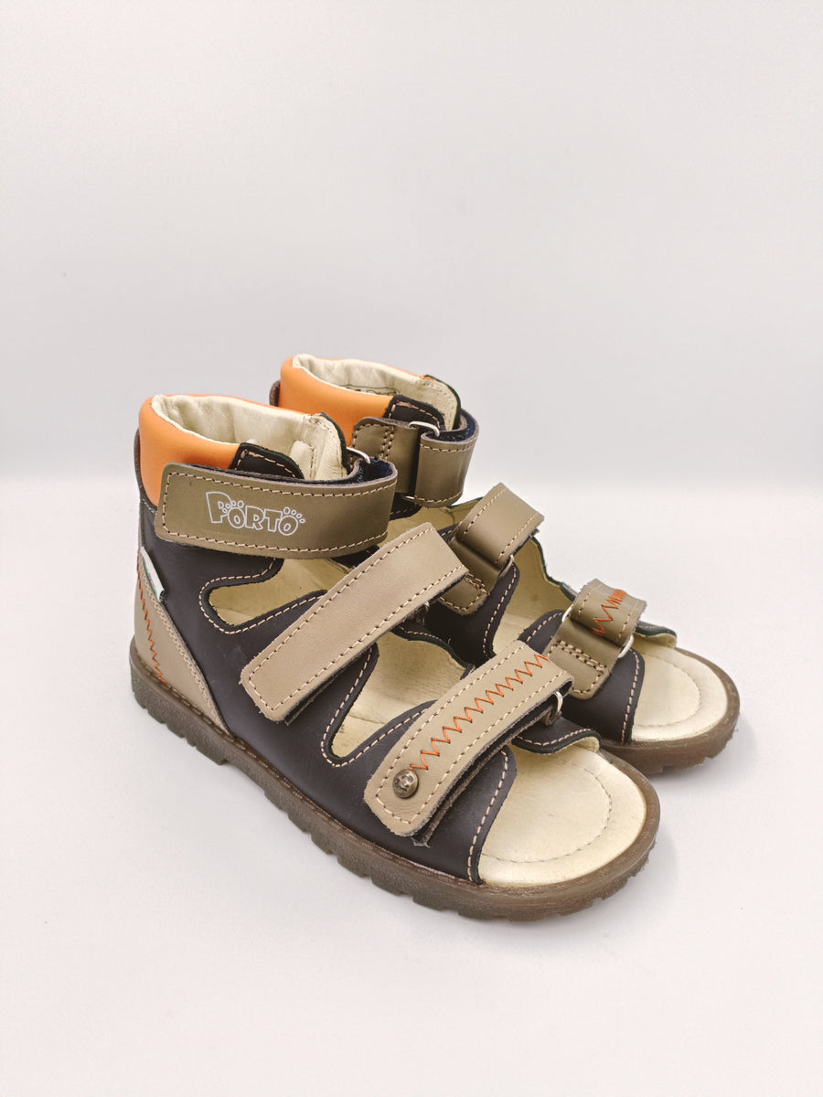 Mrugala PORTO boys orthopedic sandals, colour navy, beige, orange