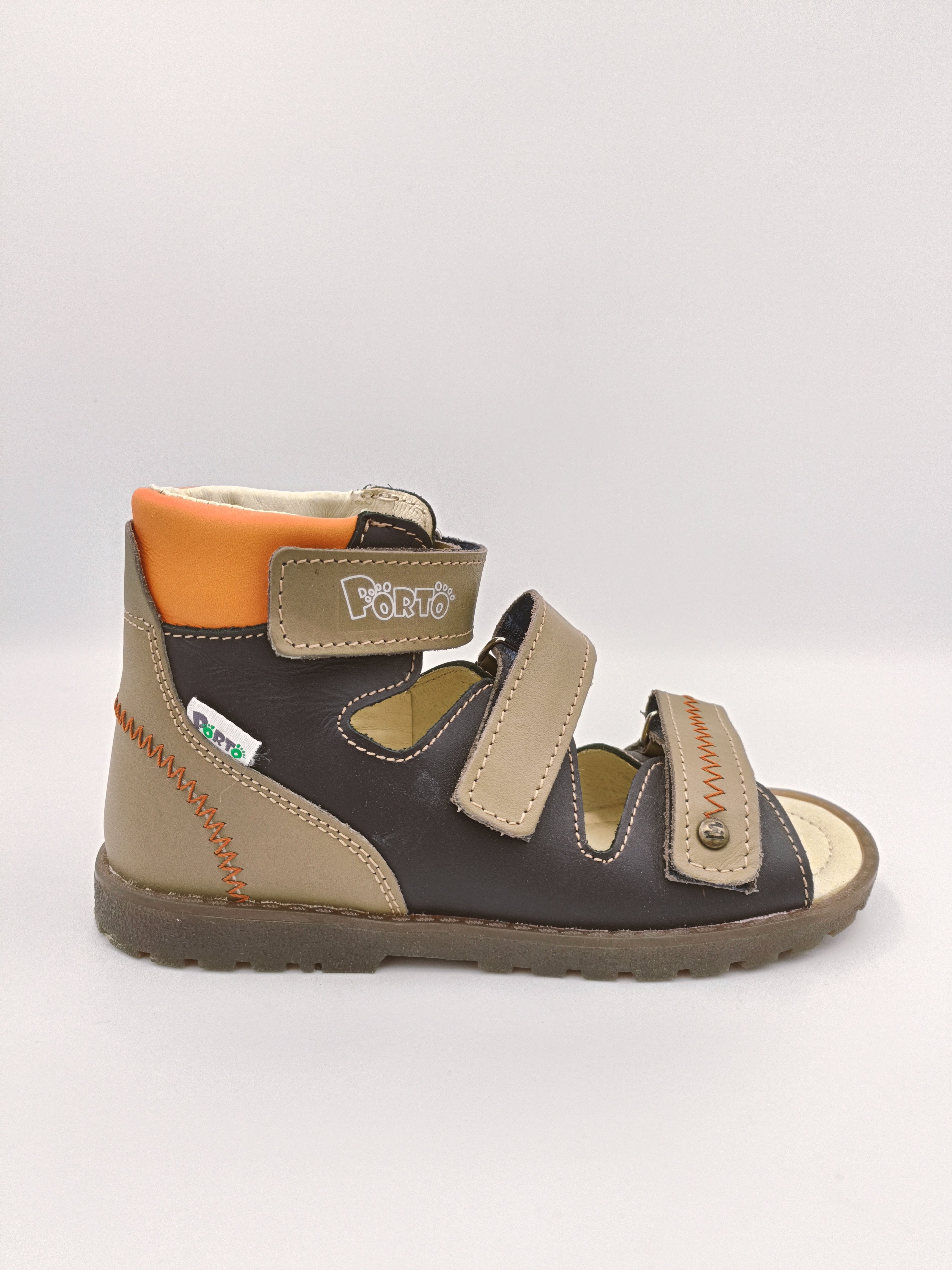 Mrugala PORTO boys orthopedic sandals, colour navy, beige, orange