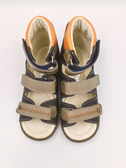 Mrugala PORTO boys orthopedic sandals, colour navy, beige, orange