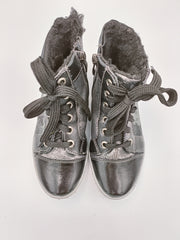 Kornecki girls winter leather boots, colour black - silver /fur inside
