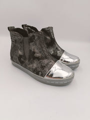 Kornecki girls winter leather boots with fur inside, colour black - silver