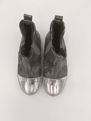 Kornecki girls winter leather boots with fur inside, colour black - silver