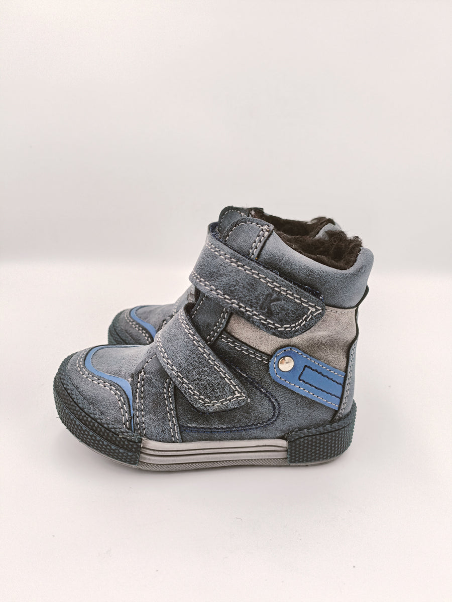 Kornecki boys winter leather boots, colour blue /fur inside