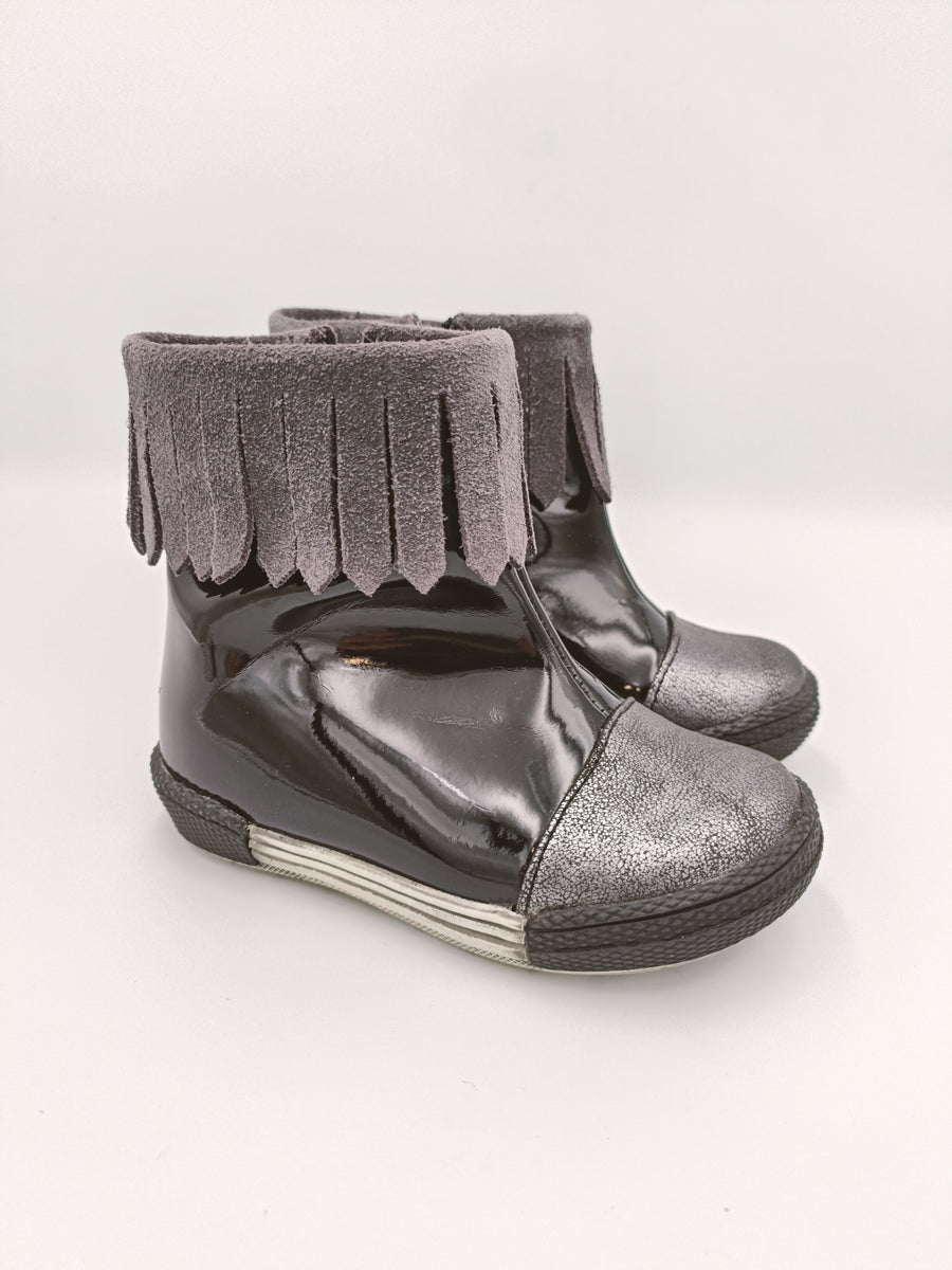 Kornecki girls winter boots with zip, colour black - silver /fur inside