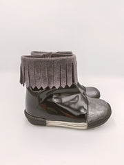 Kornecki girls winter boots with zip, colour black - silver /fur inside