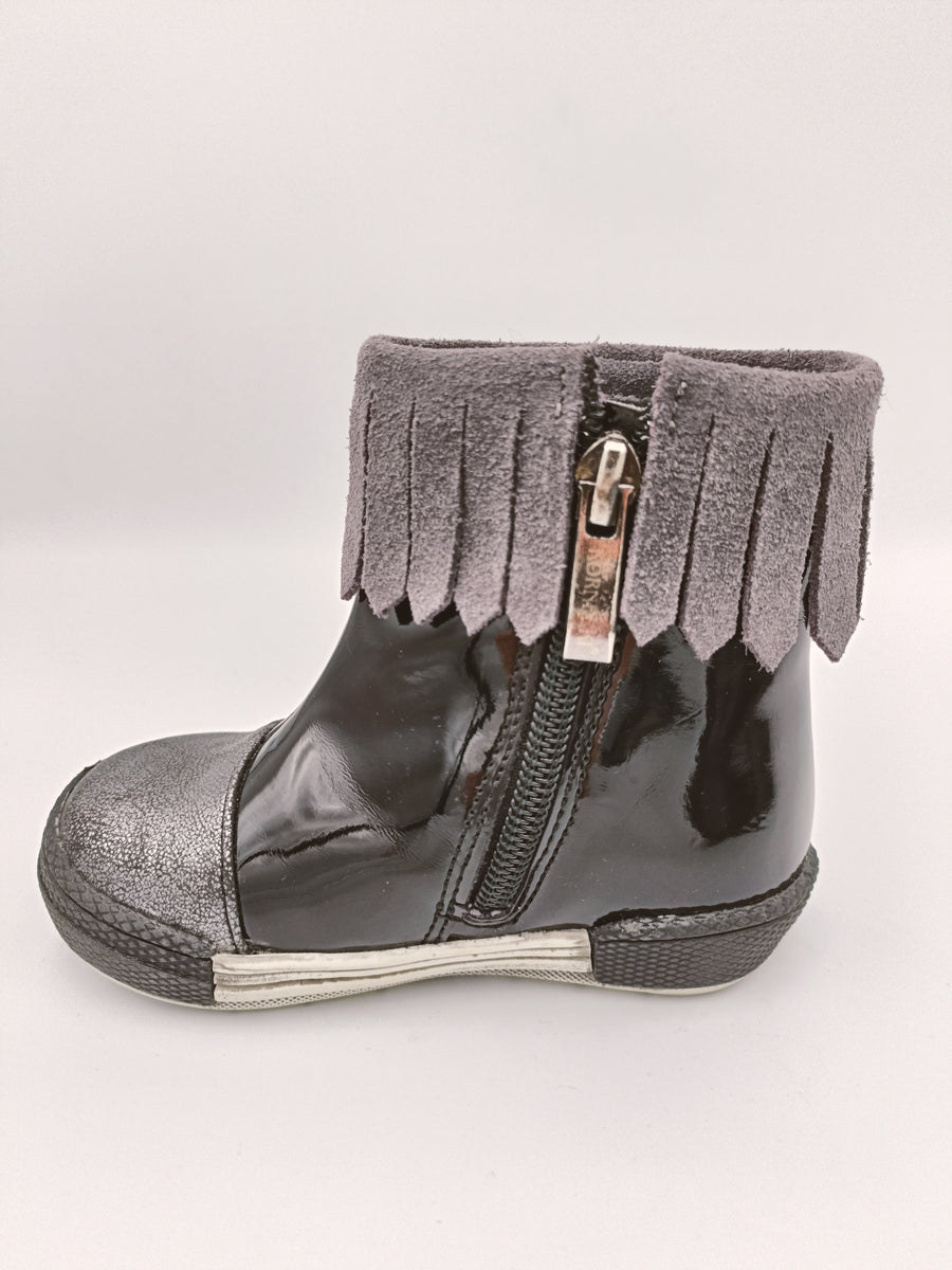 Kornecki girls winter boots with zip, colour black - silver /fur inside