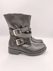 Kornecki girls winter leather boots with zip and fur inside, colour black