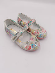 Bartek ballerinas with ARCH SUPPORT / White, flower 124P