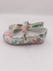 Bartek ballerinas with ARCH SUPPORT / White, flower 124P