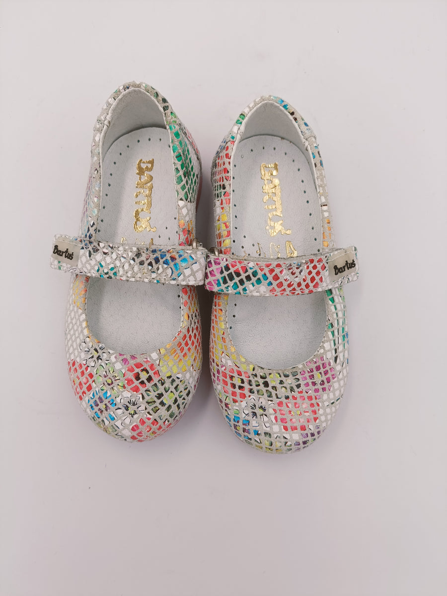 Bartek ballerinas with ARCH SUPPORT / White, flower 124P
