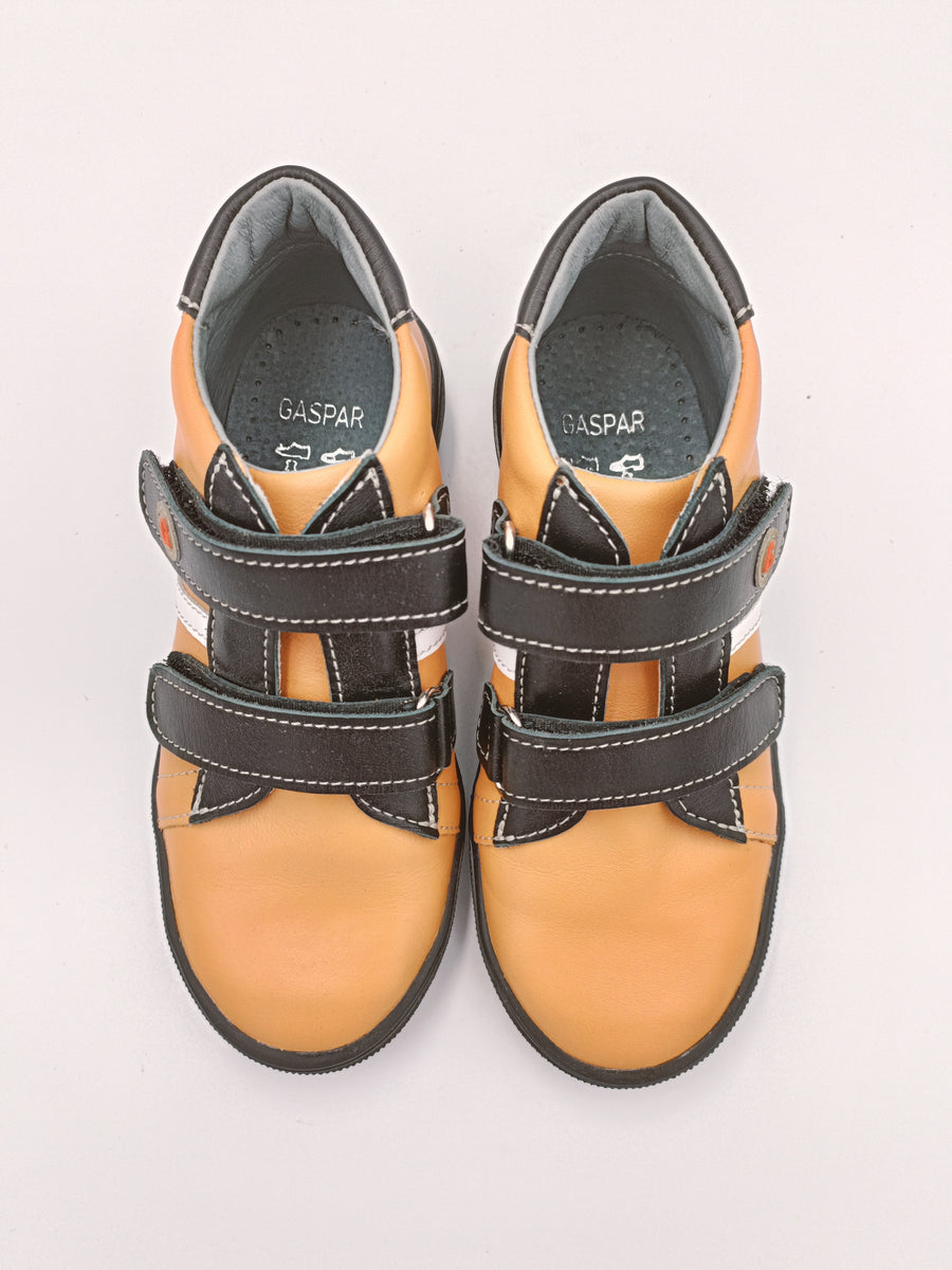 Gaspar boys leather shoes with ARCH SUPPORT /Yellow, black 107/06